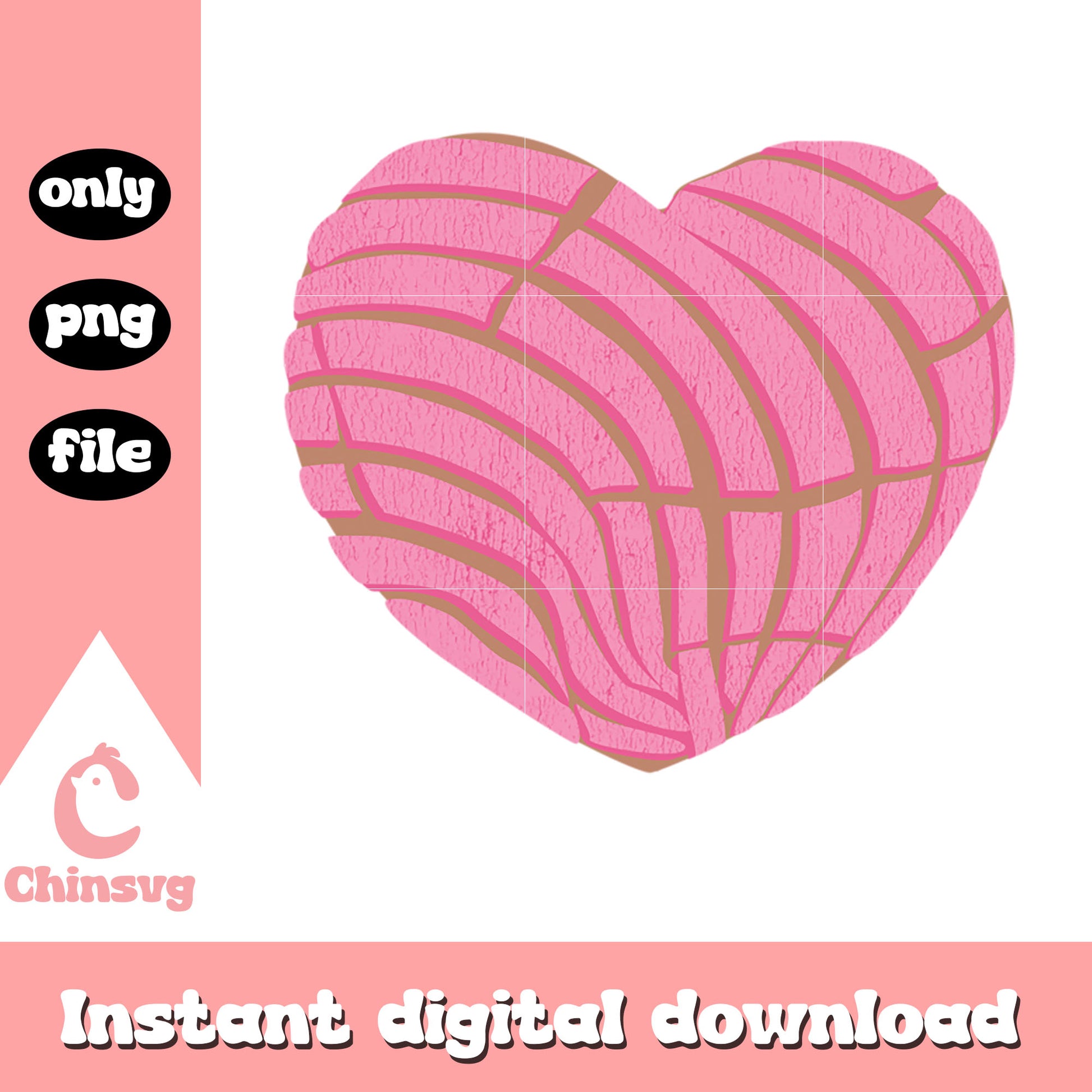 Valentine pink concha heart png, heart valentine's day​​​ png
