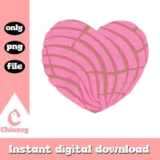 Valentine pink concha heart png, heart valentine's day​​​ png