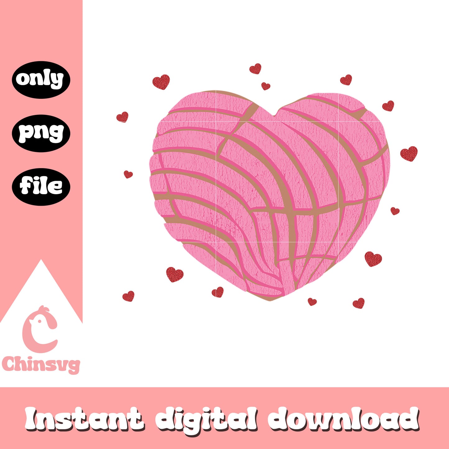 Valentine pink conchas love png, valentines day love​ png