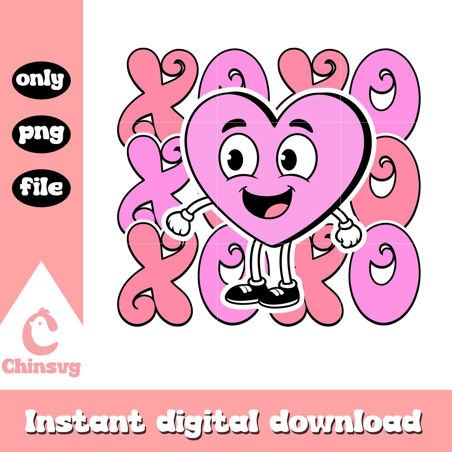 Valentine pink hearts xoxo png, heart valentine's day​ png