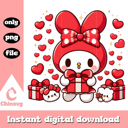 Valentine presents my melody png, valentine day png, my melody png