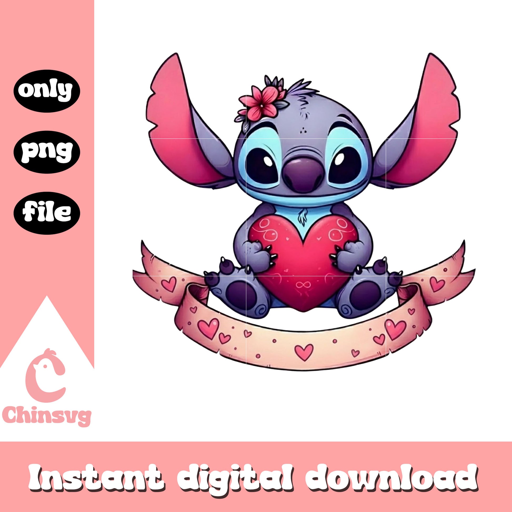 Valentine purple stitch hearts png, stitch valentines day​​ png