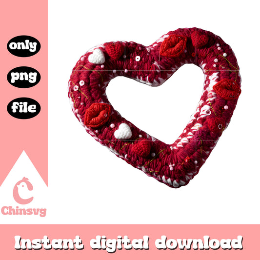 Valentine red frame hearts png, heart valentine's day png