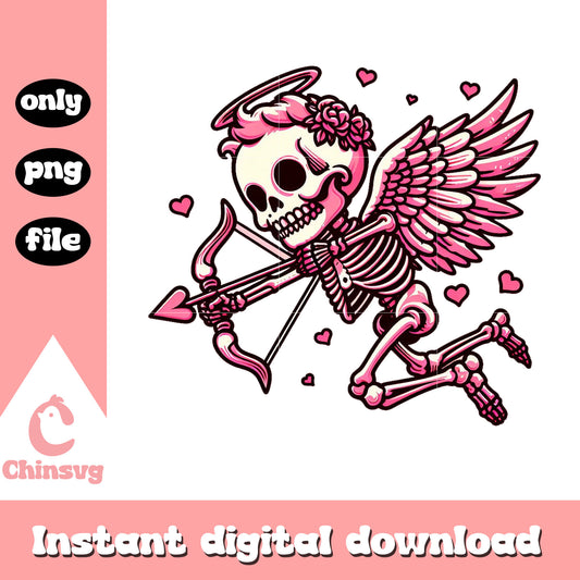 Valentine skeleton cupid design png, skeleton valentine png