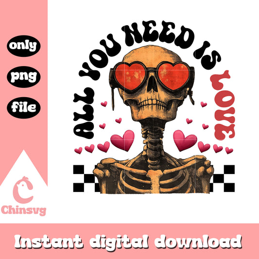 Valentine skull glasses hearts png, saint valentine skull png