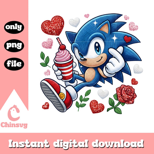 Valentine sonic cake crochet png, sonic valentines day png