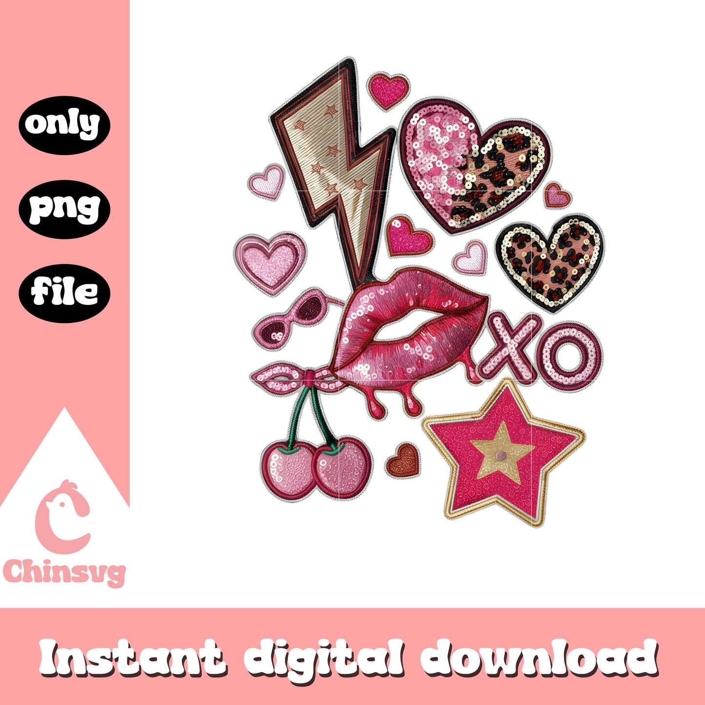 Valentine sticker star crochet png, valentines day love​​ png