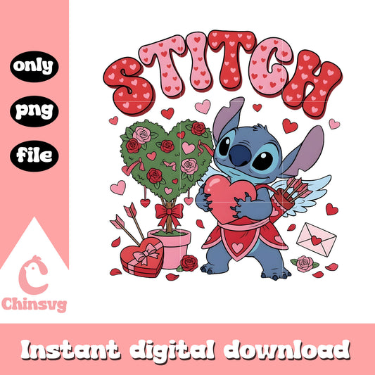 Valentine stitch tree love png, stitch valentines day​ png