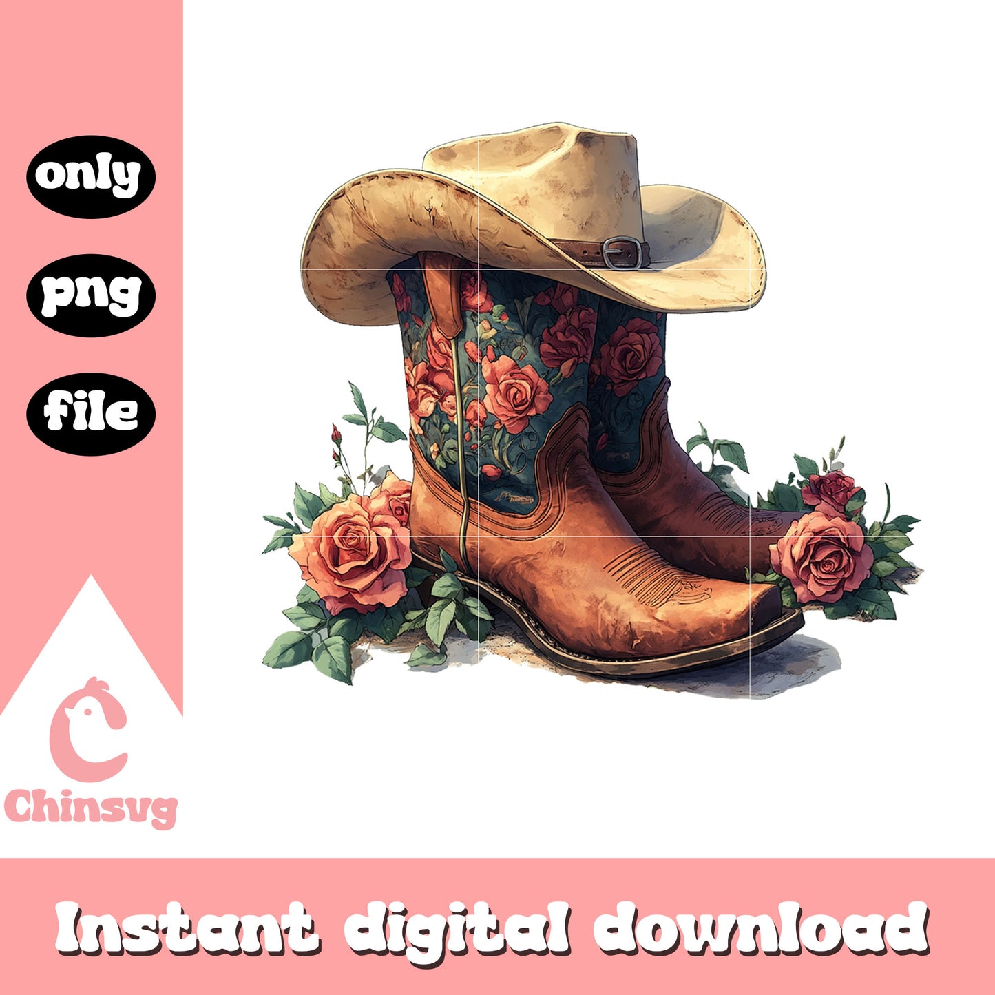 Valentines vintage boots hat png, vintage valentines day​ png