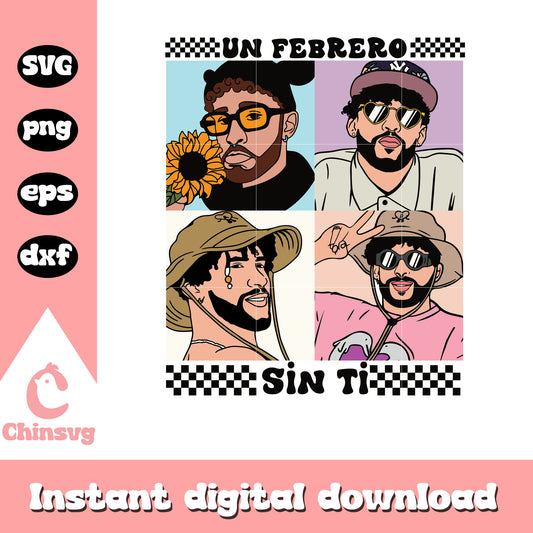 Valentine un febrero sin ti svg, bad bunny svg, valentine day svg