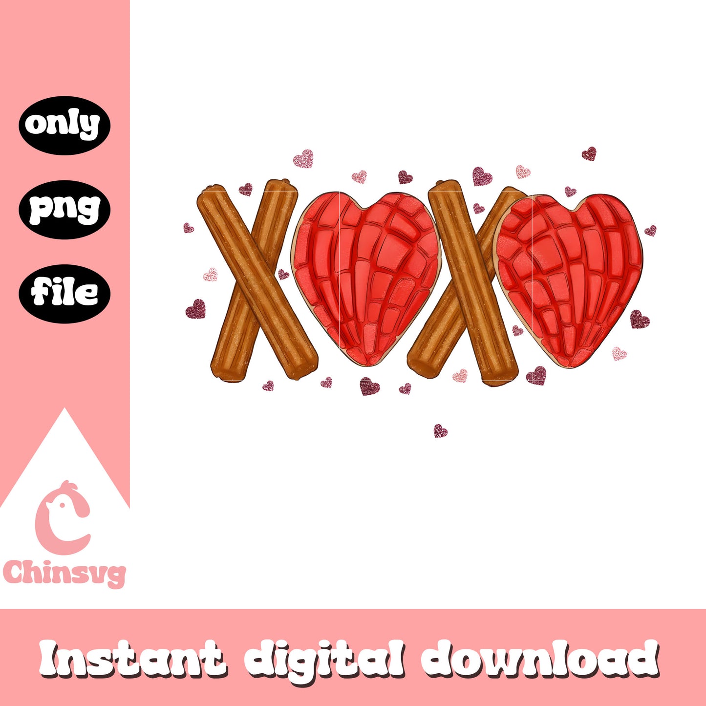 Valentine xoxo red conchas png, valentines day love​​ png