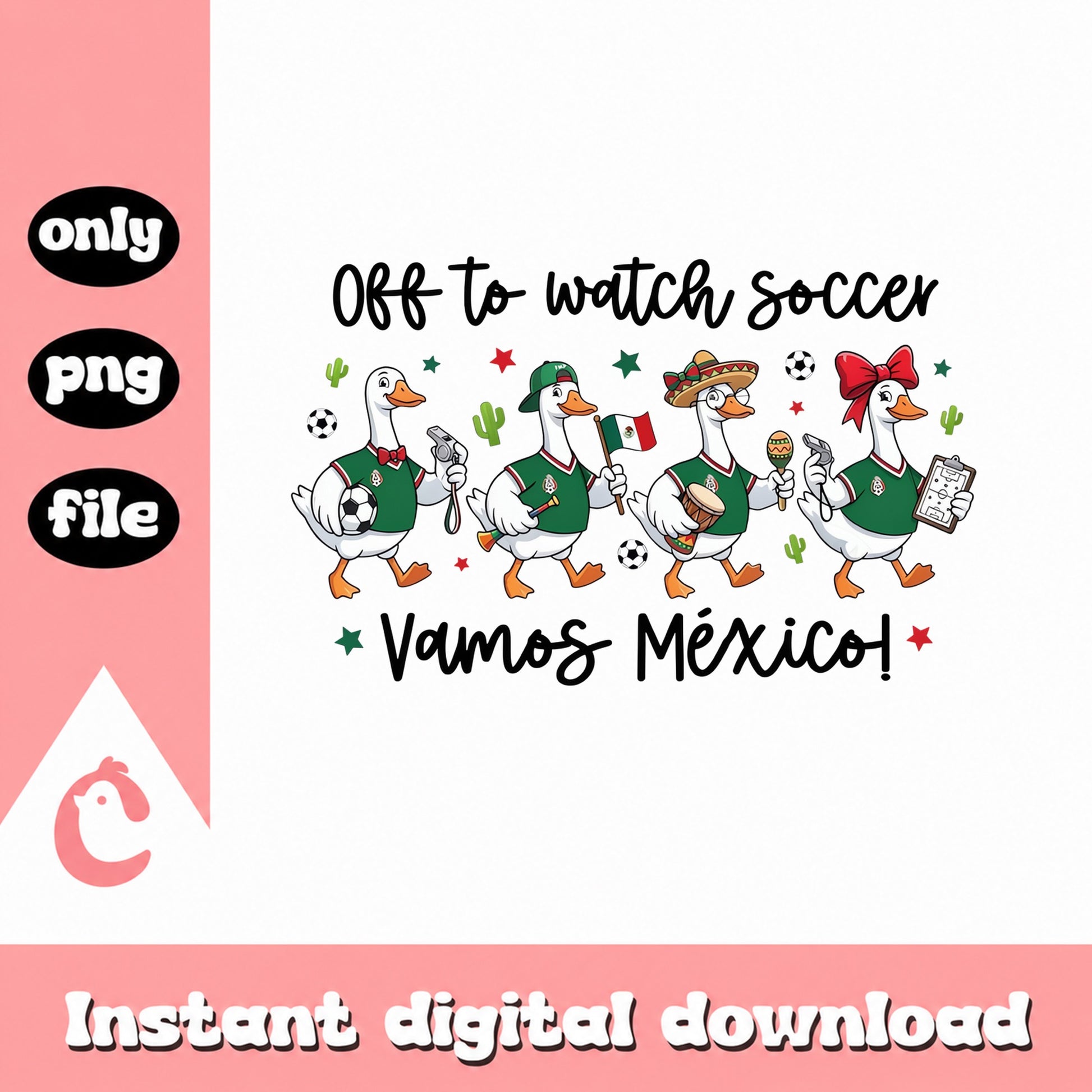 Vamos Mexico Soccer Goose Bundle, Mexican Soccer SVG, PNG File