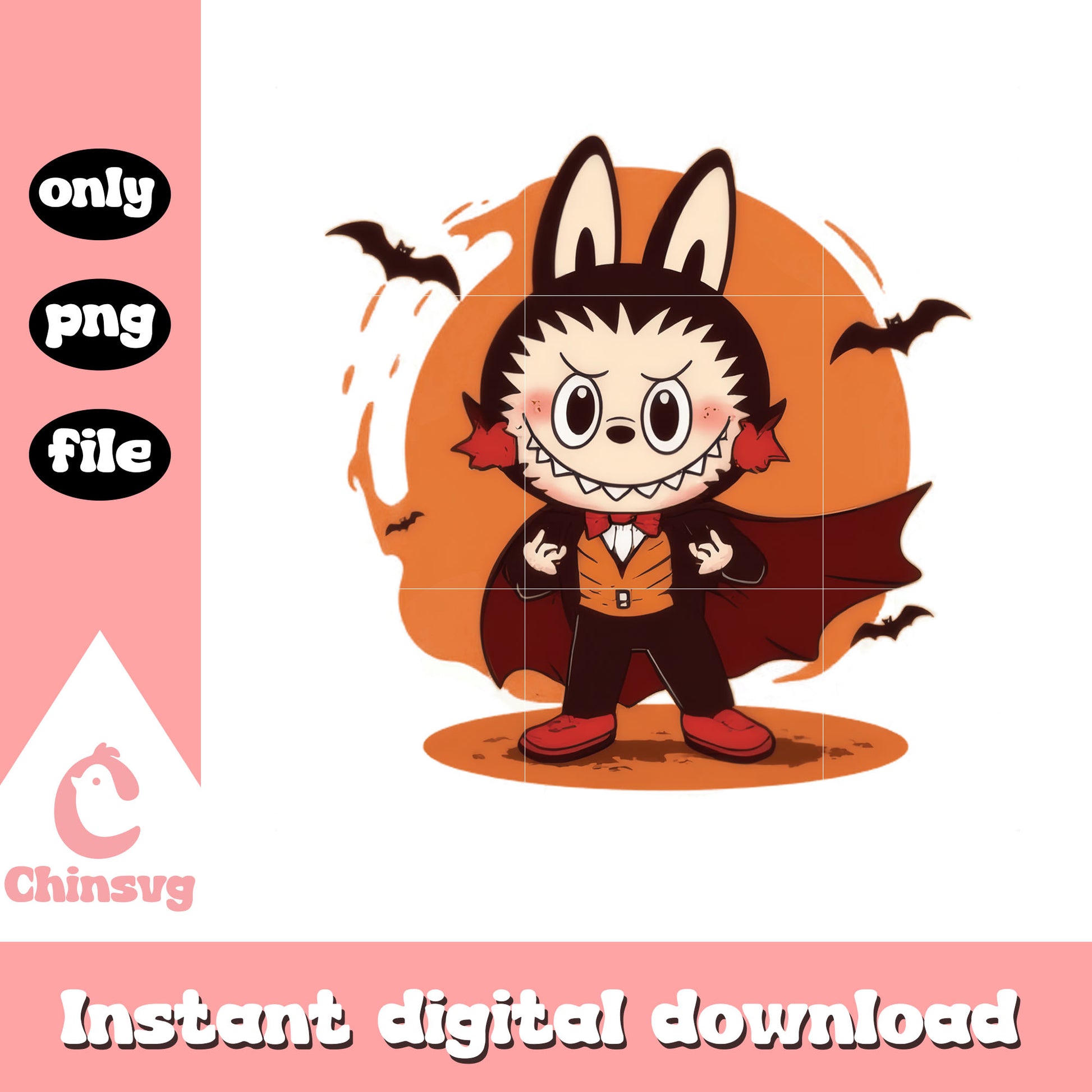 Vampire labubu funny halloween design png, halloween clipart png