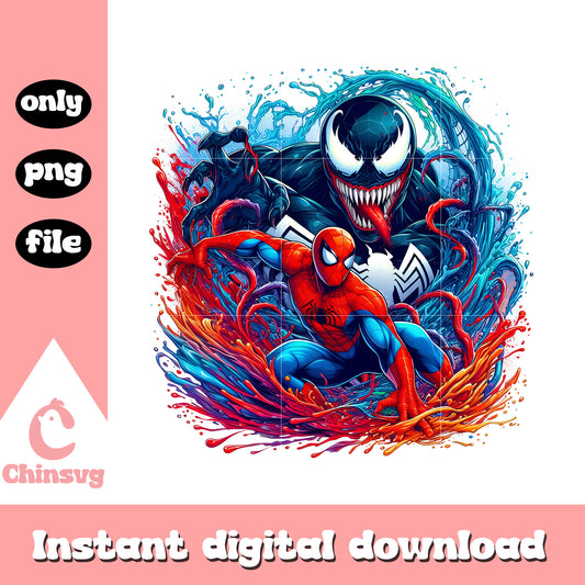 Venom and spider man marvel movies png, marvel characters png