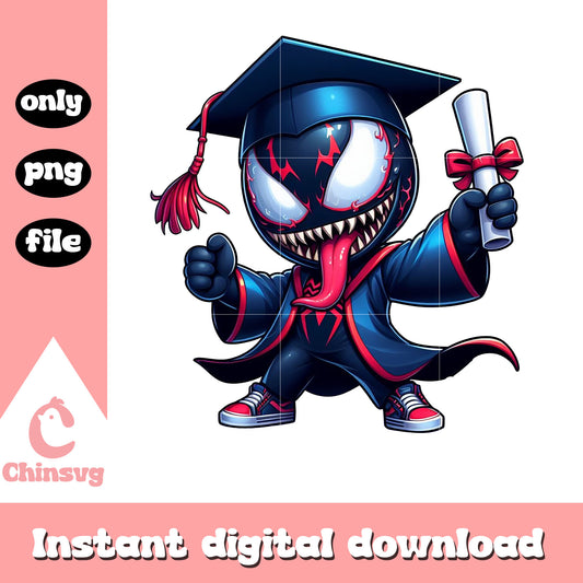 Venom chibi graduation design png, venom movie png, graduation png