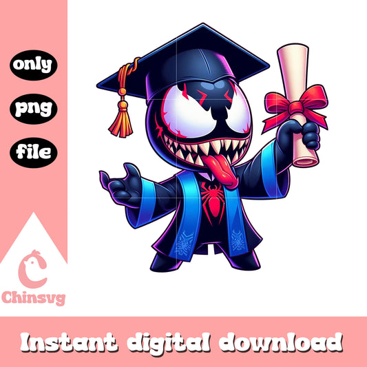 Venom cute graduation day design png, venomous movie png