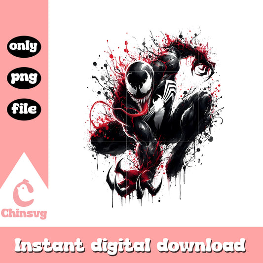 Venom marvel splatter effect art png, venom marvel movie png