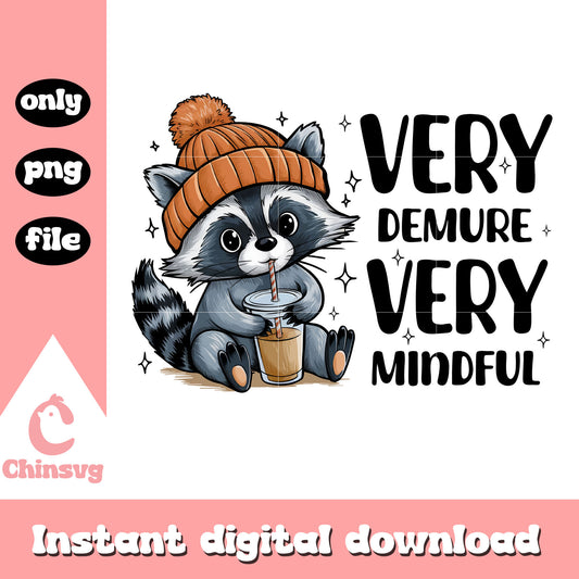 Very demure very mindful raccoon design png, raccoon png