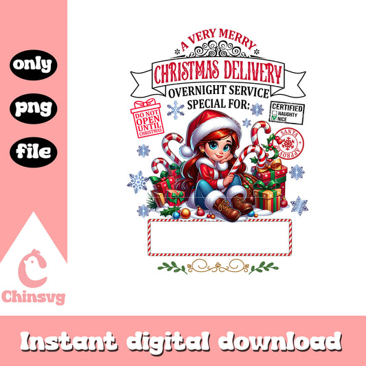 Very merry christmas delivery belle png, disney christmas png