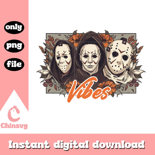 Vibes characters spooky design png, jason voorhees horror png