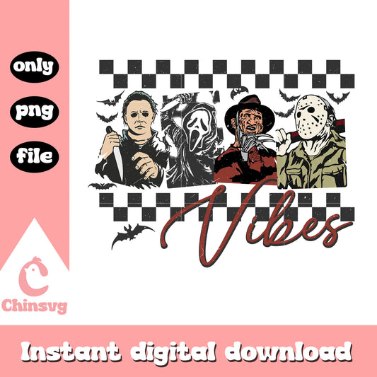 Vibes halloween with horror characters png, horror killer characters png