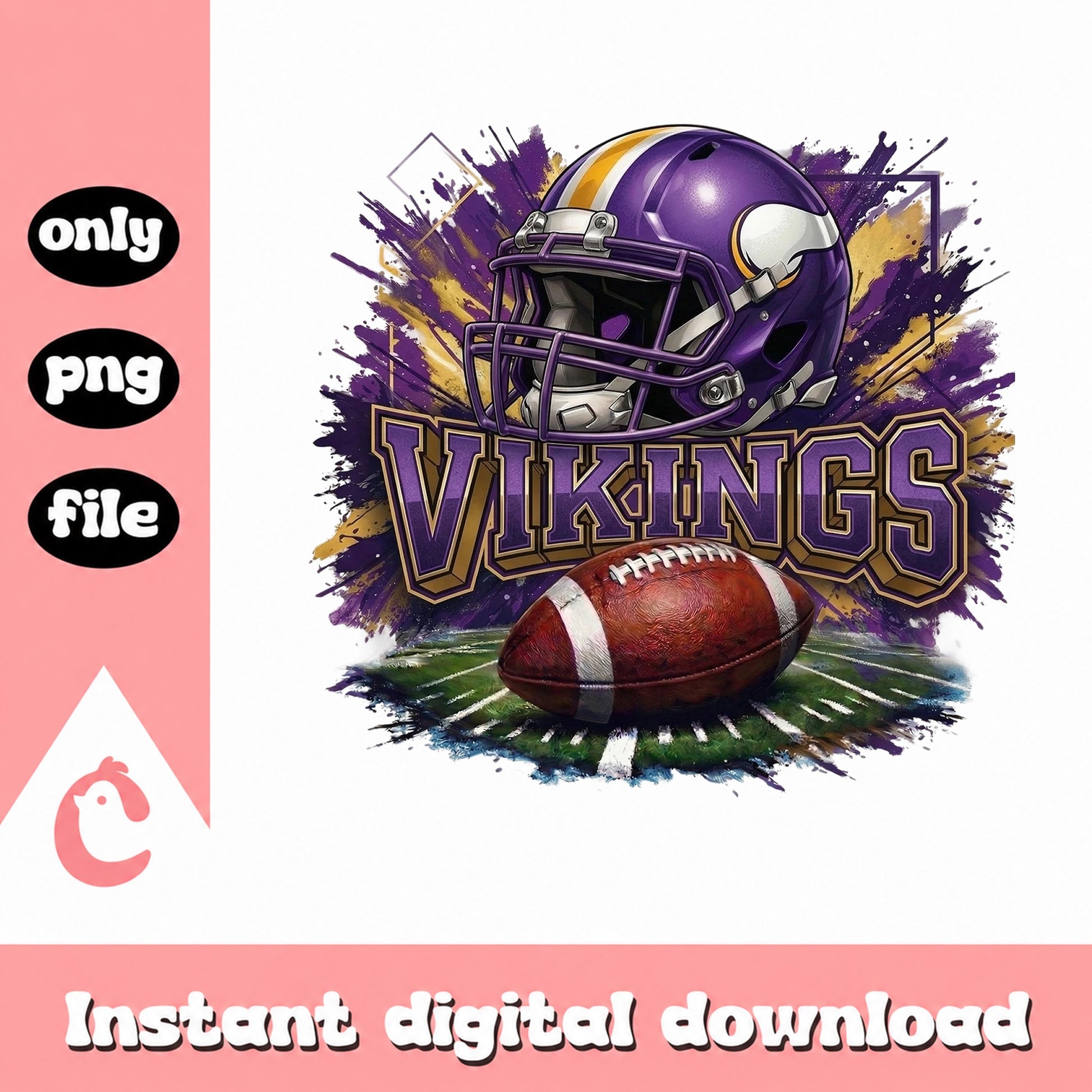 Vikings Football Helmet Sublimation PNG, NFL Fan PNG, Football PNG