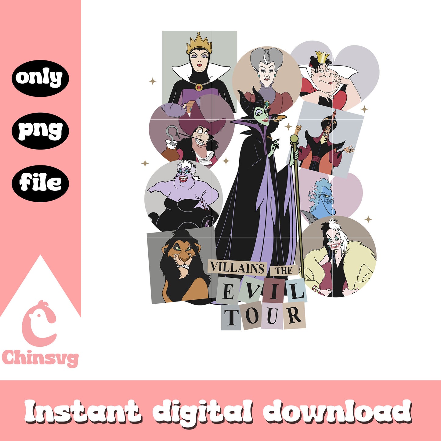 Villains the evil tour disney design png, disney witches png