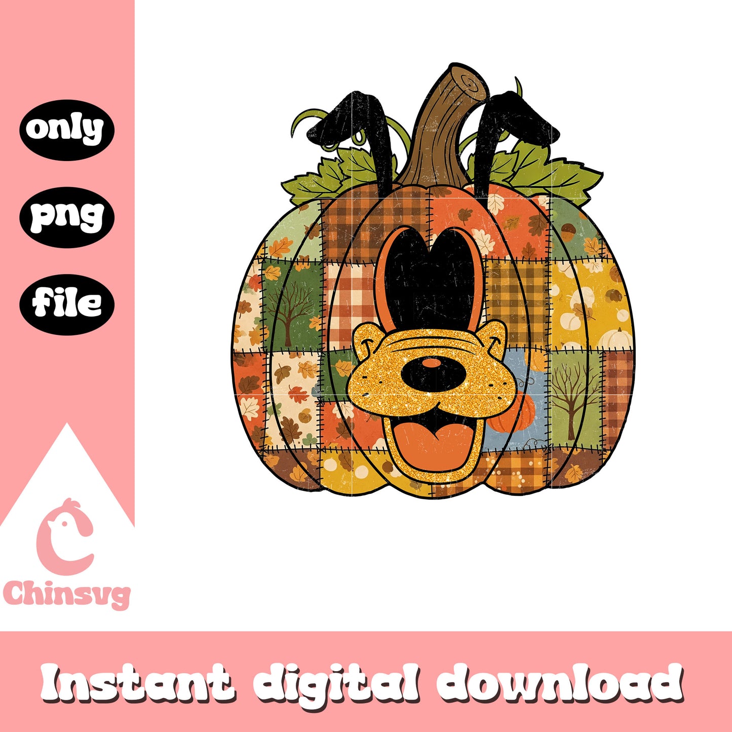 Vinatge floral pumpkin pluto png, pluto character png