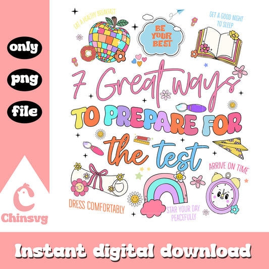 Vintage 7 great ways to prepare for the test png, testing day png