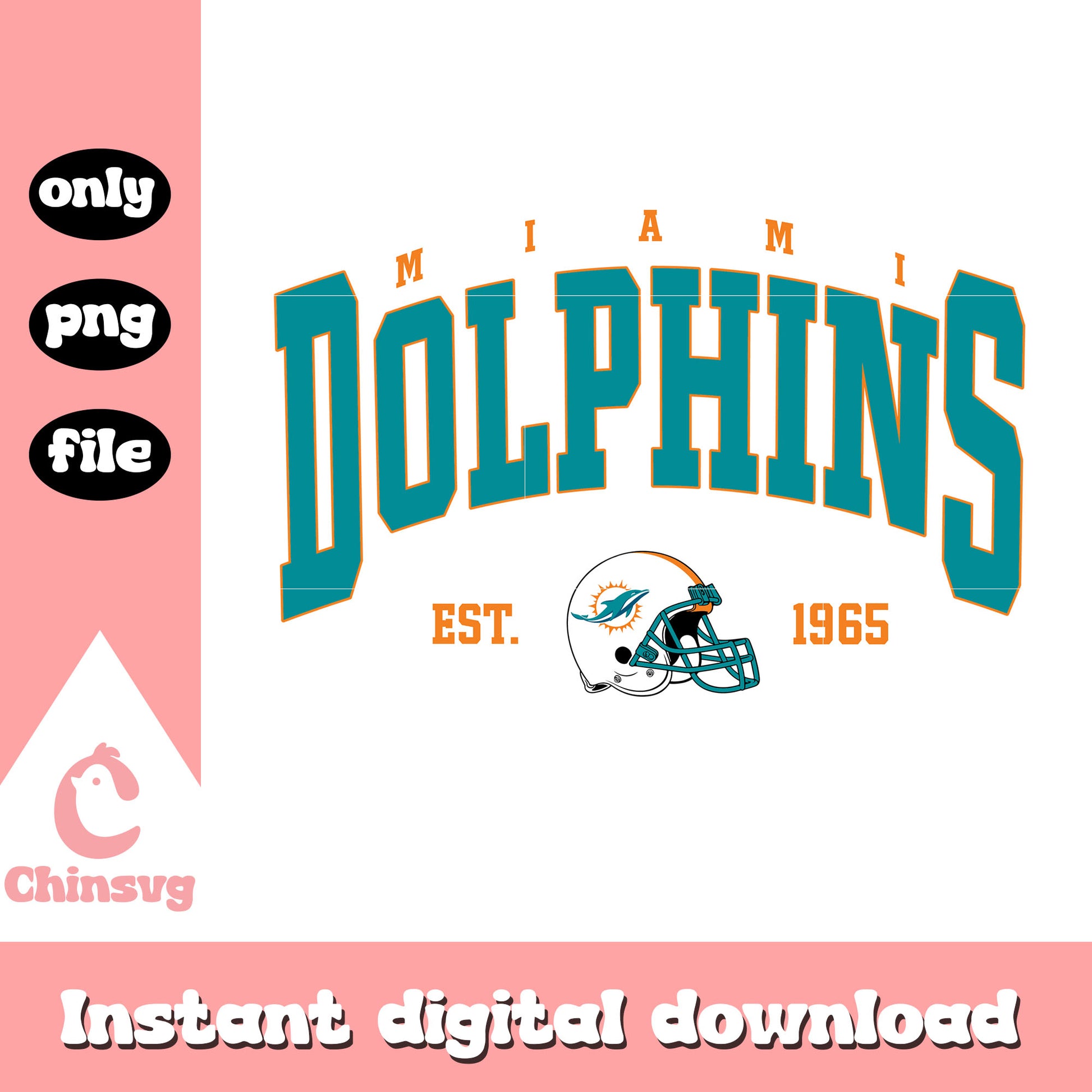 Vintage Miami Dolphins est 1965 football helmet design svg, nfl teams svg