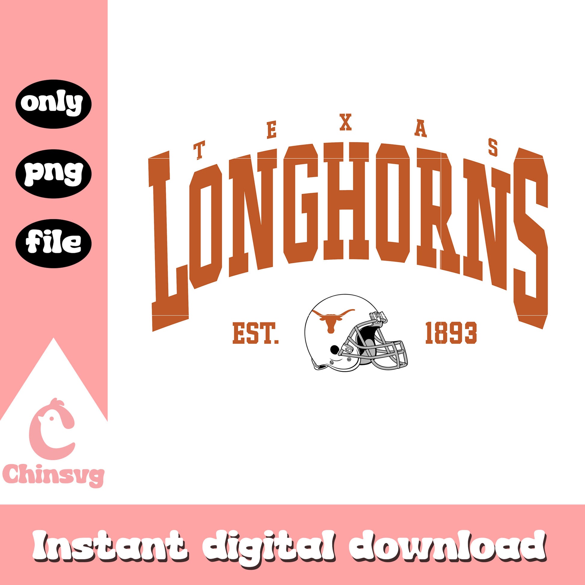 Vintage Texas Longhorns 1893 football design svg, nfl team logos svg