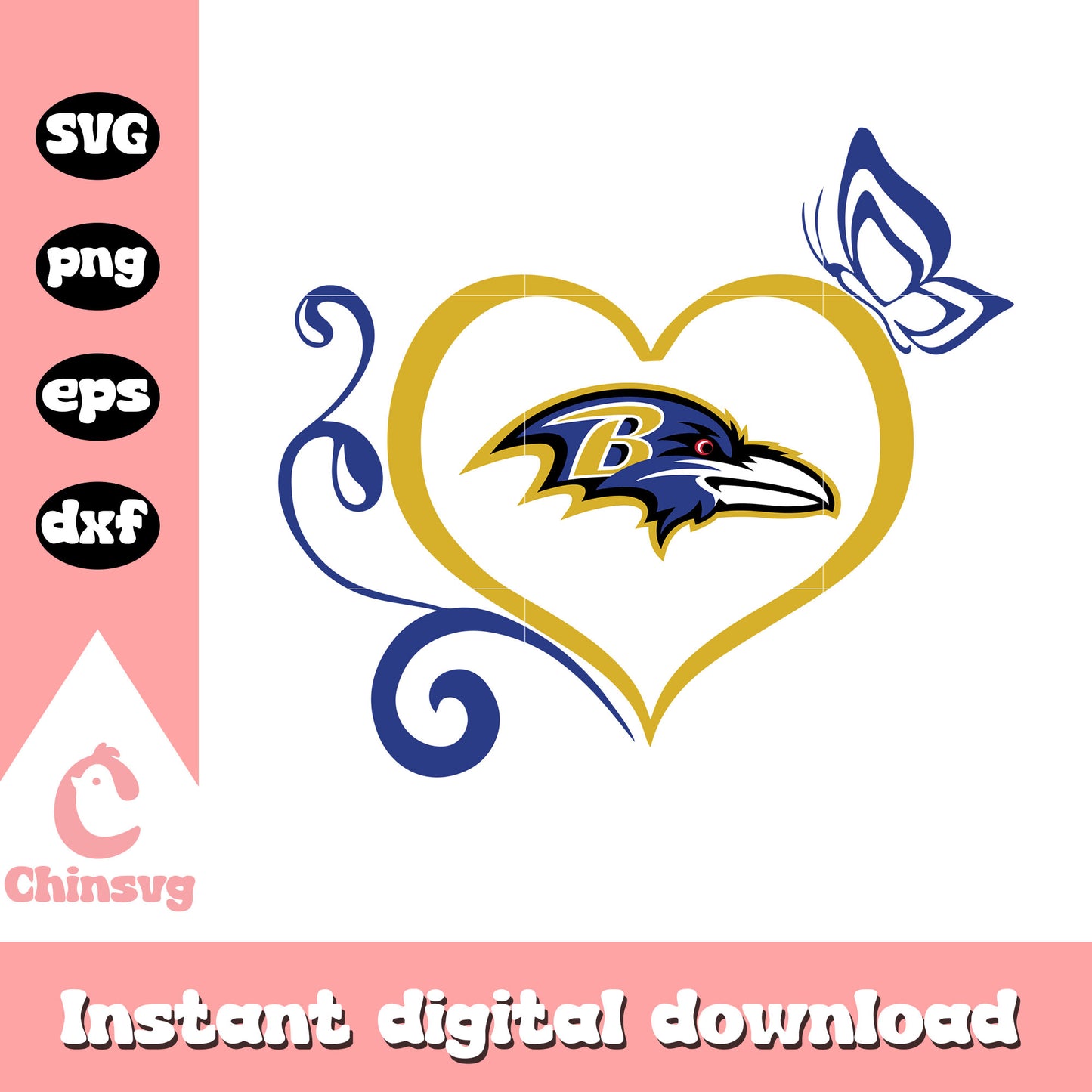 Vintage baltimore ravens logo heart design svg, nfl plus svg
