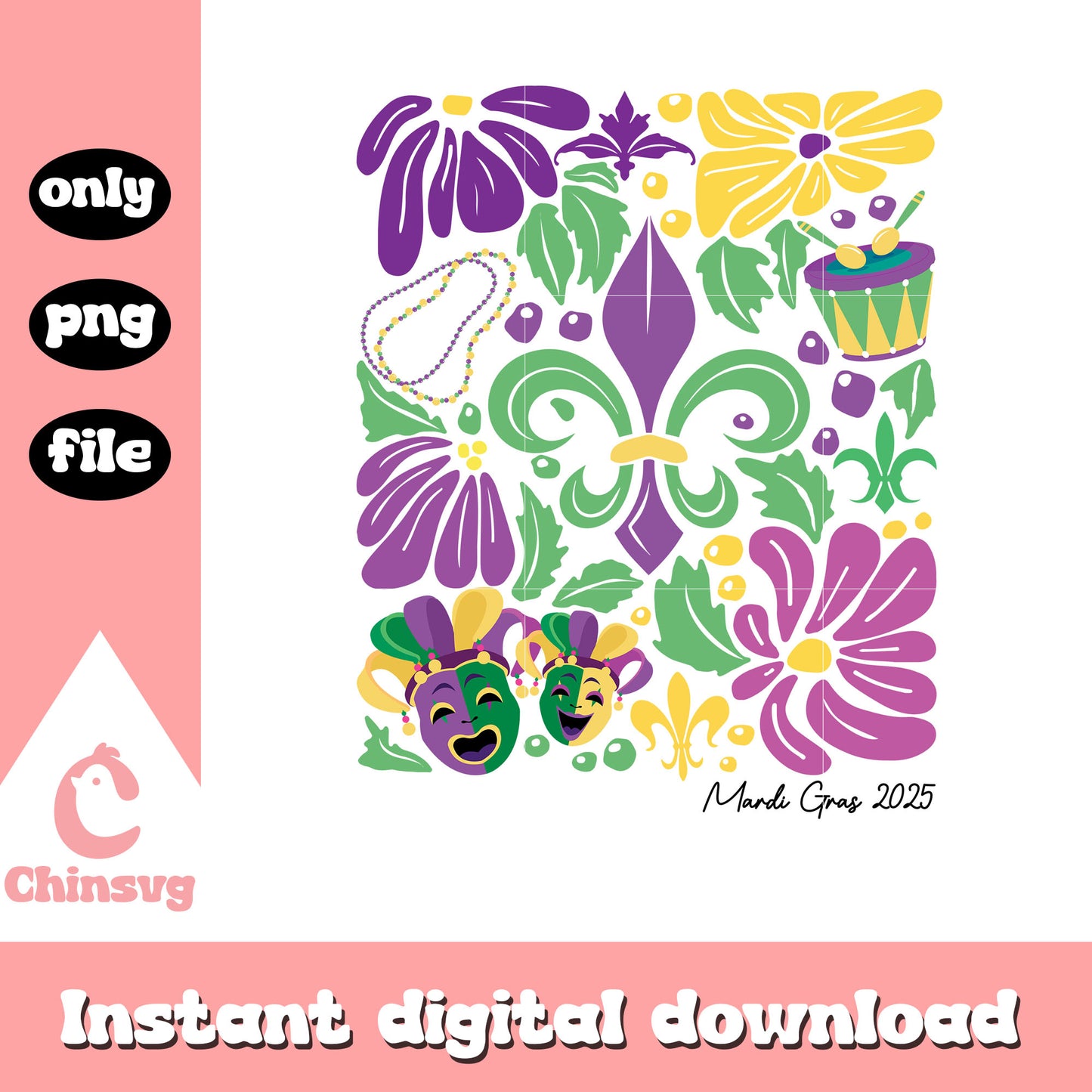 Vintage boho mardi gras png, mardi gras 2026 new orleans​ png