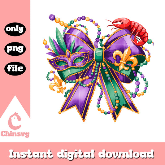 Vintage bow and lobster png, mardi gras png, lobster png