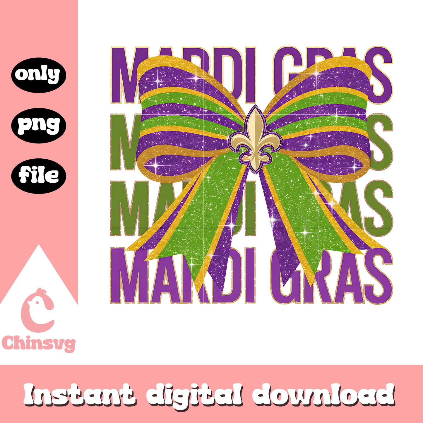 Vintage bow new orleans logo design png, mardi gras png, logo png