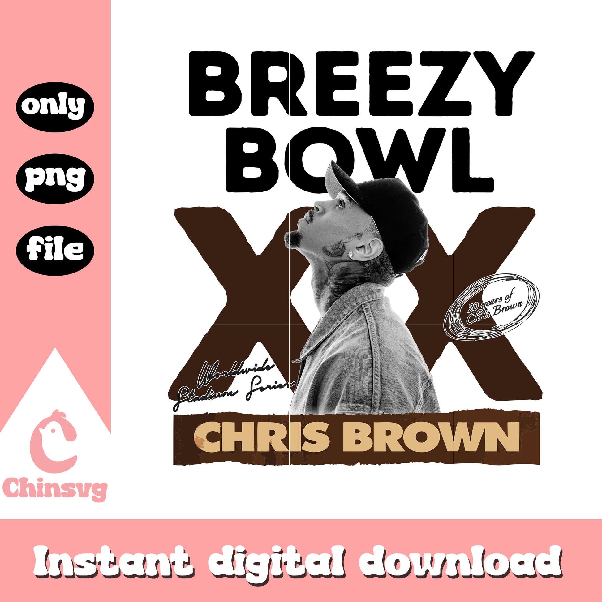 Vintage breezy bowl xx design png, chris brown albums​ png