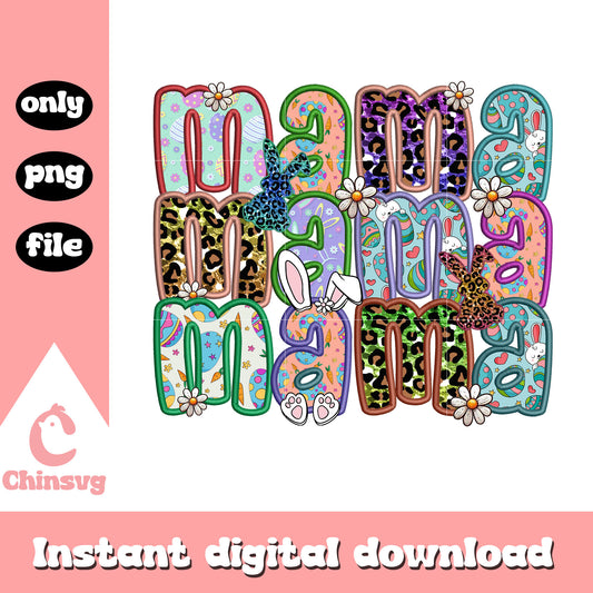 Vintage bunny mama font design png, bunny png, mama png