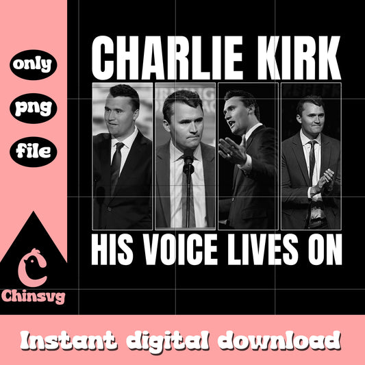 Vintage charlie kirk his voice lives on png, charlie kirk png