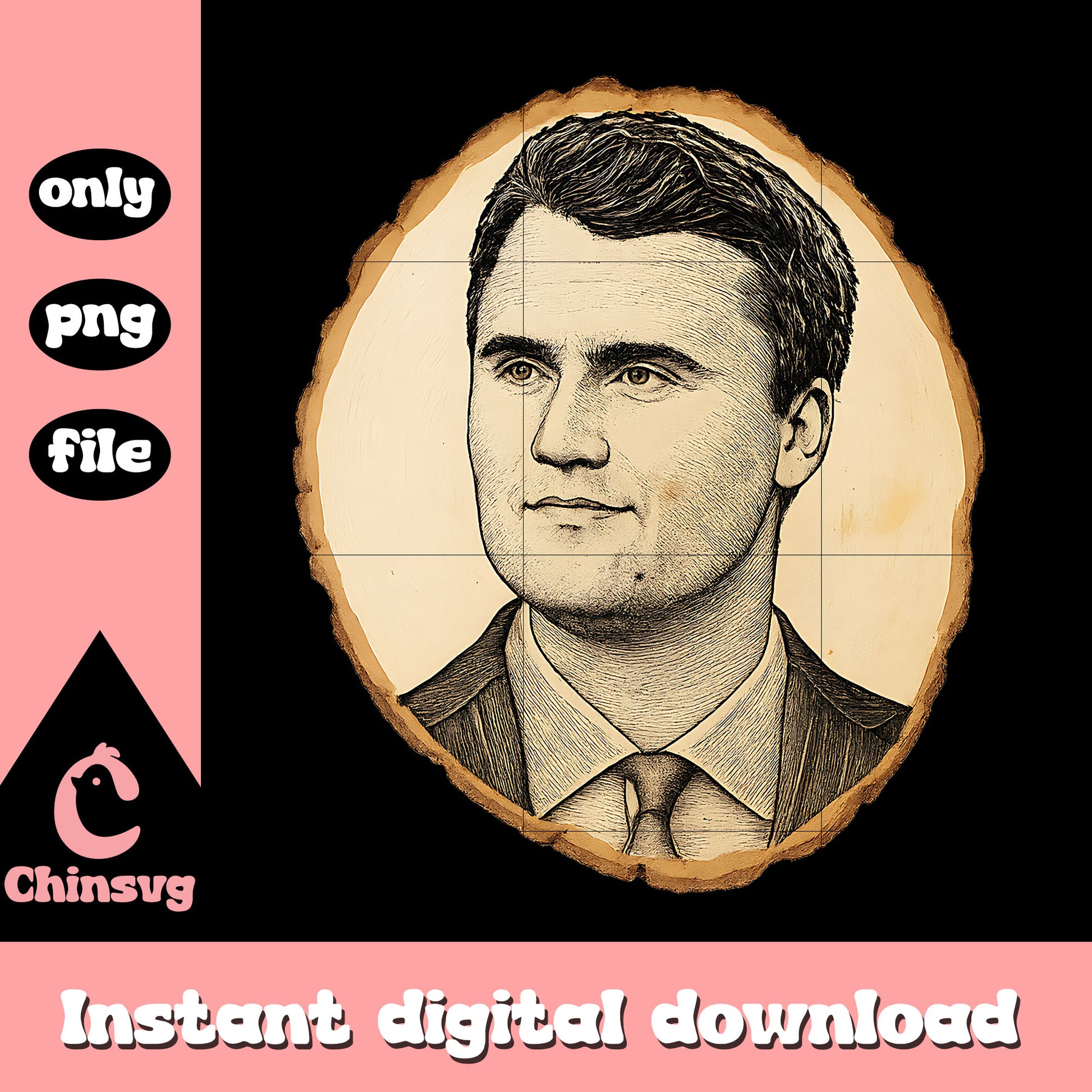 Vintage charlie kirk portrait design png, pray for charlie kirk png