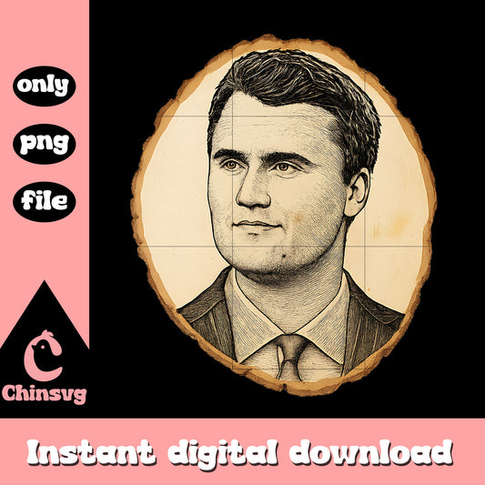 Vintage charlie kirk portrait design png, pray for charlie kirk png