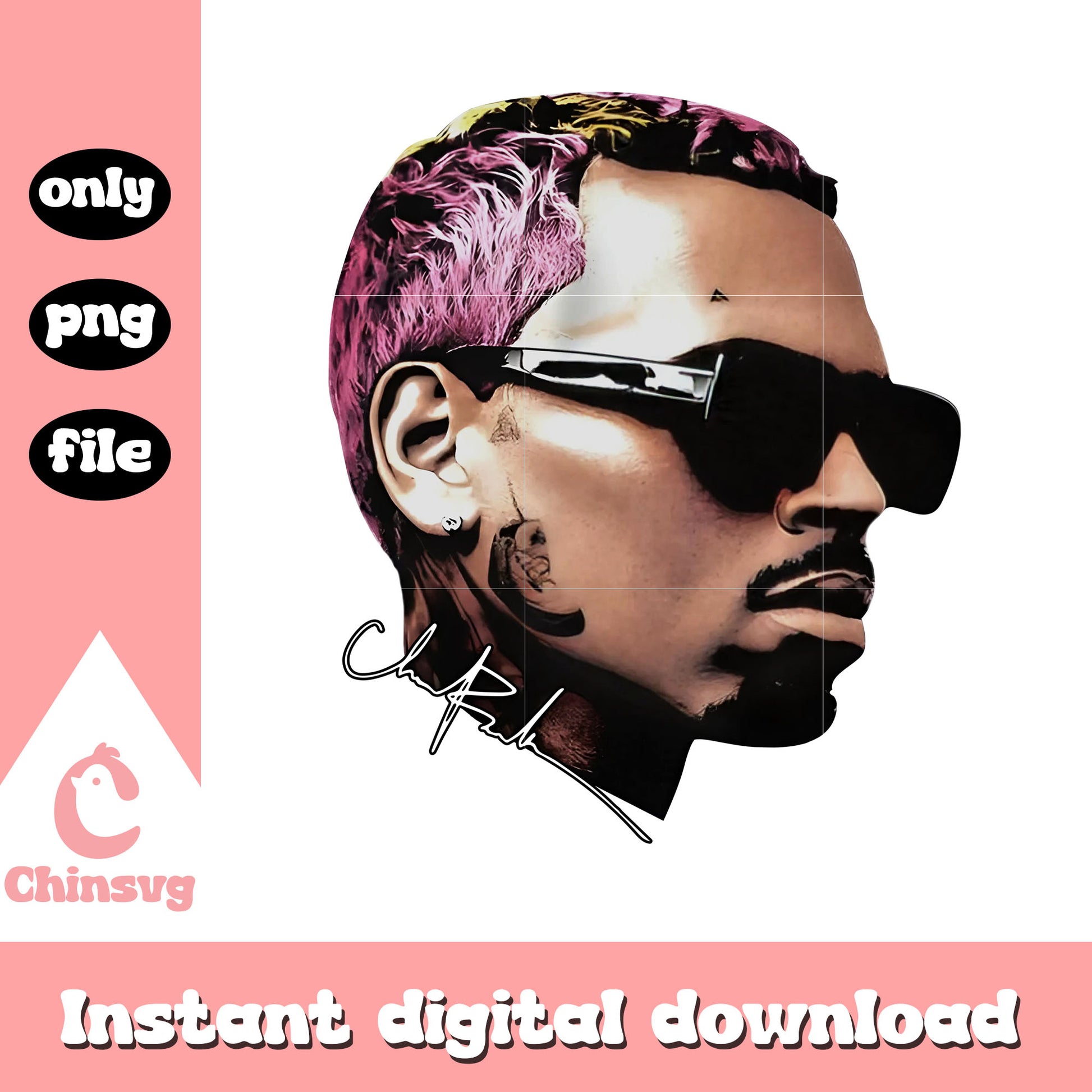 Vintage chris brown face design png, chris brown 2025 tour​ png