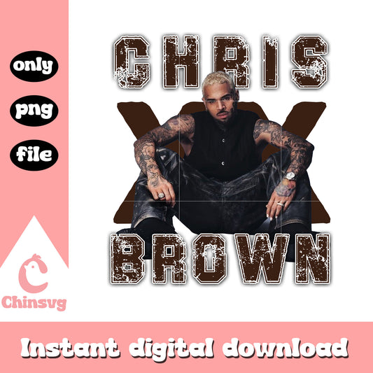 Vintage chris brown xx design png, chris brown concert​ png