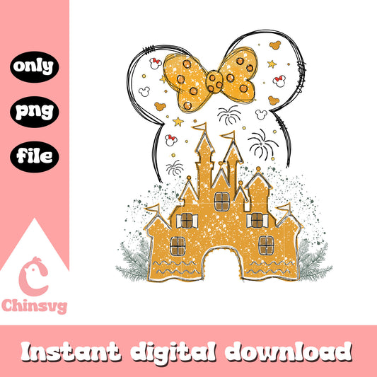 Vintage christmas castle disney minnie png, minnie mouse png