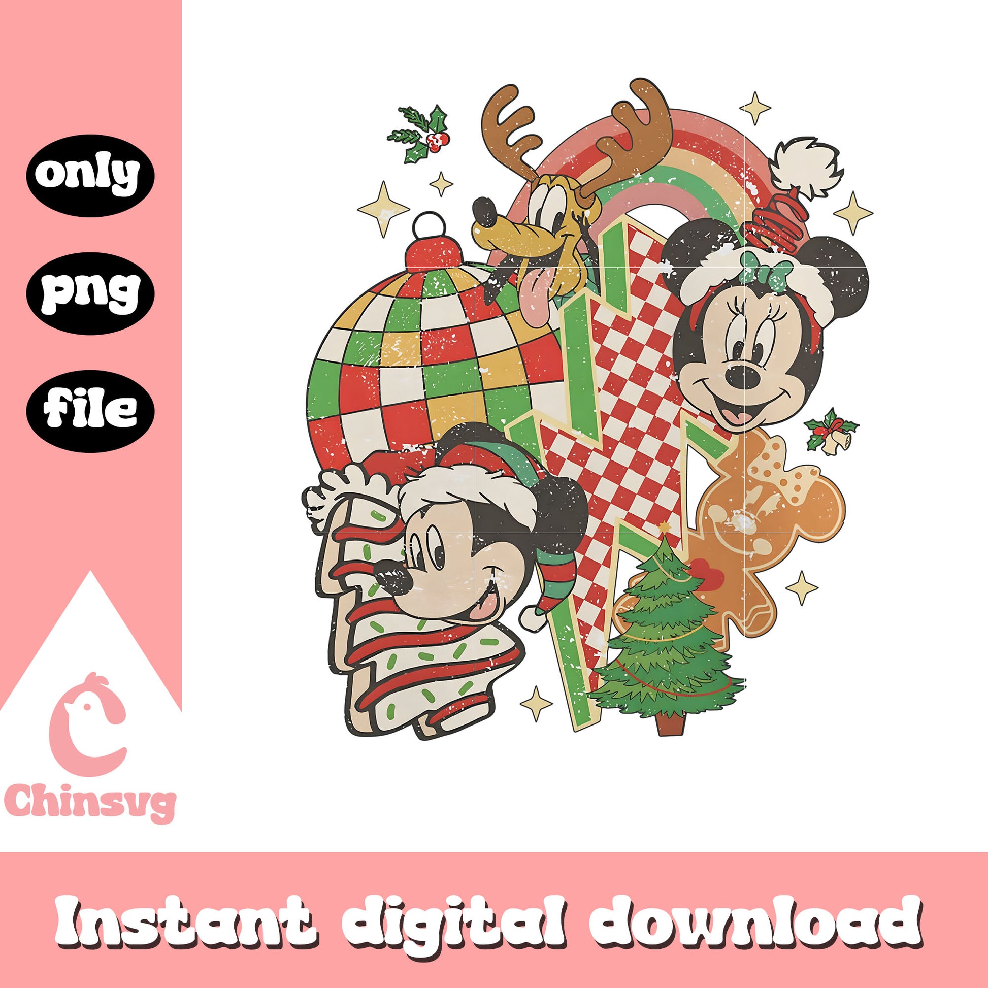 Vintage christmas disco disney mickey png, christmas disney png