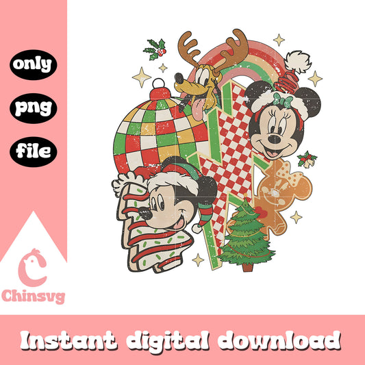 Vintage christmas disco disney mickey png, christmas disney png