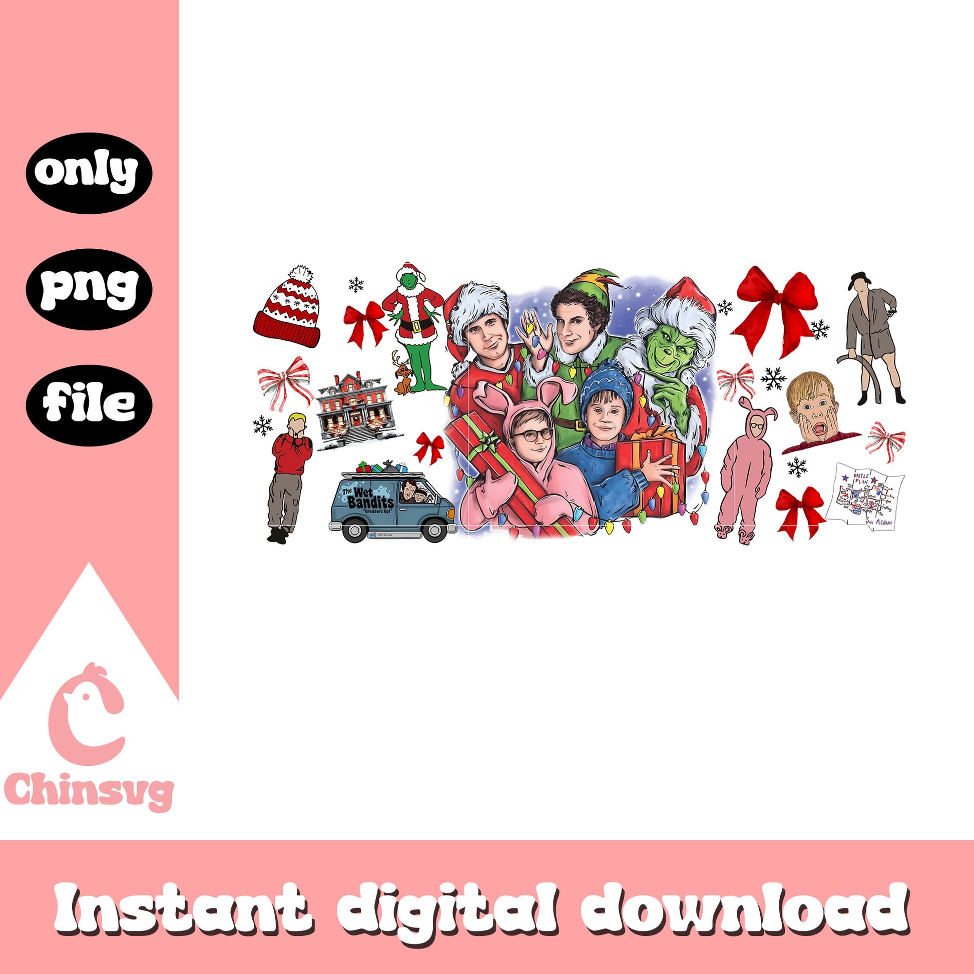 Vintage christmas grinch characters png, grinch xmas png