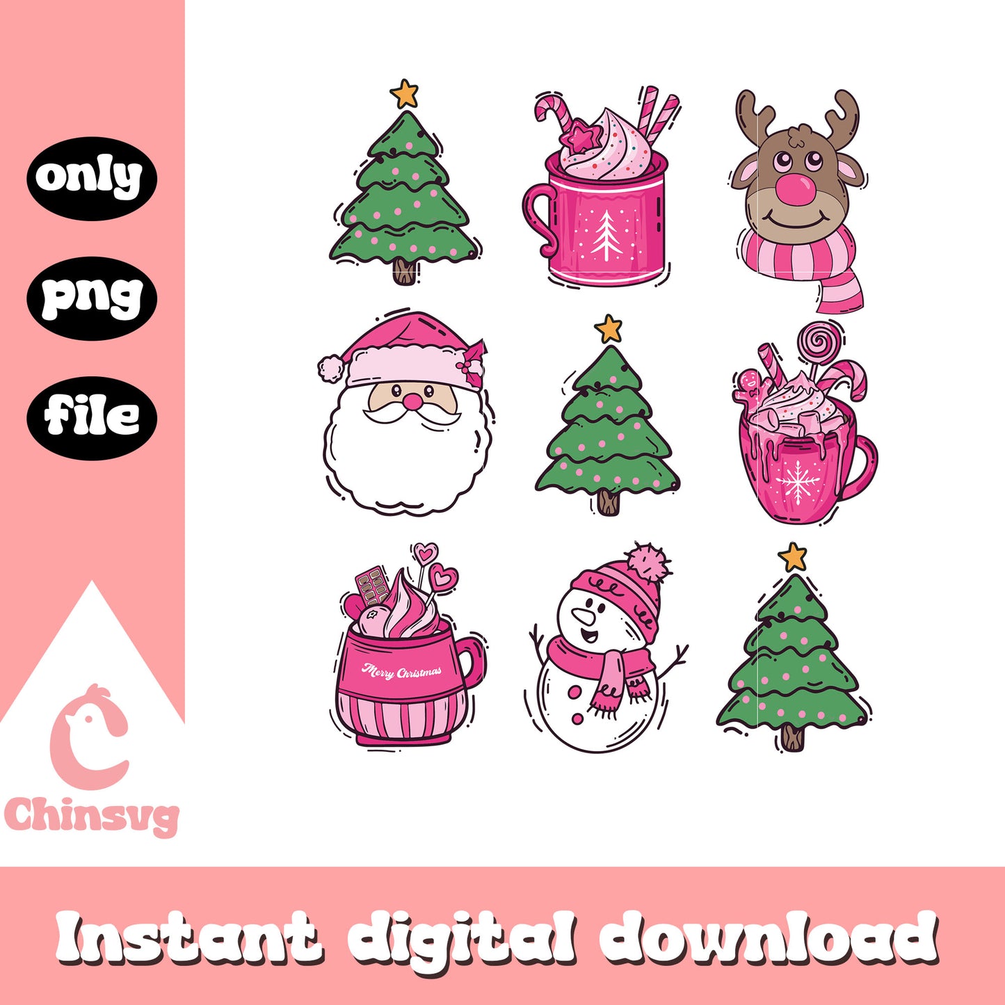 Vintage christmas ornaments design png, christmas santa png
