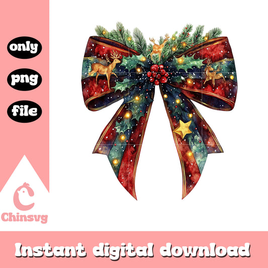Vintage christmas ribbon design png, christmas vibes png