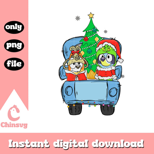 Vintage christmas tree bluey bingo png, bluey christmas tree png