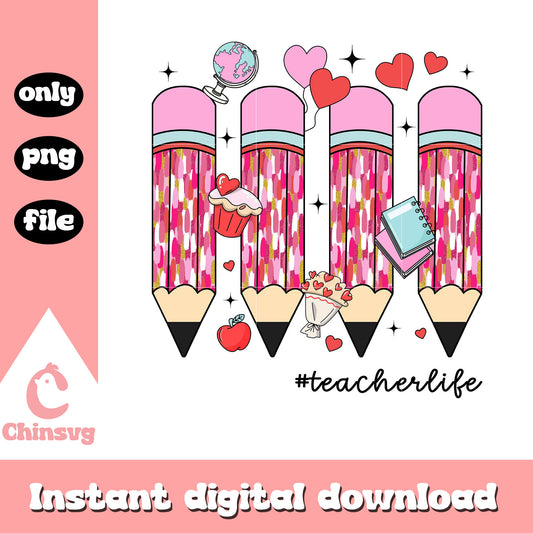 Vintage colorful pencil principal life valentine png, valentine png